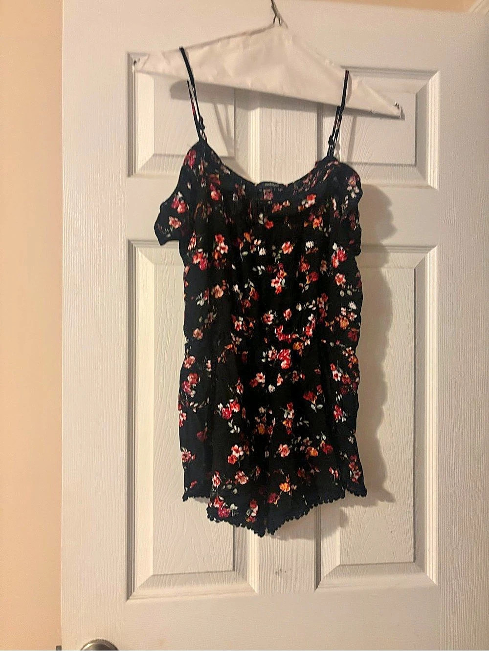 Floral Romper in Black & Red Like New